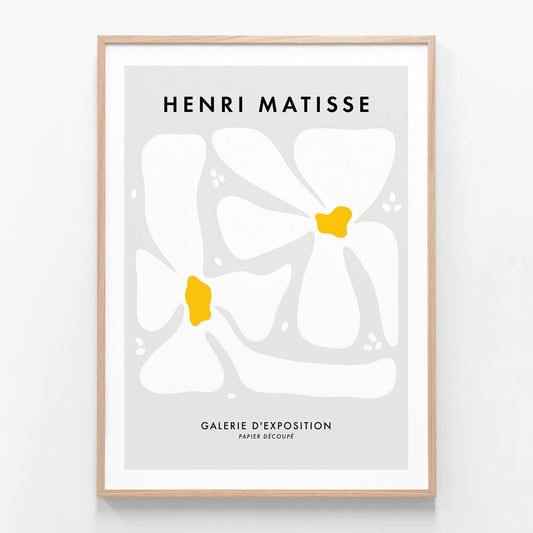 Matisse White Flowers oak framed print