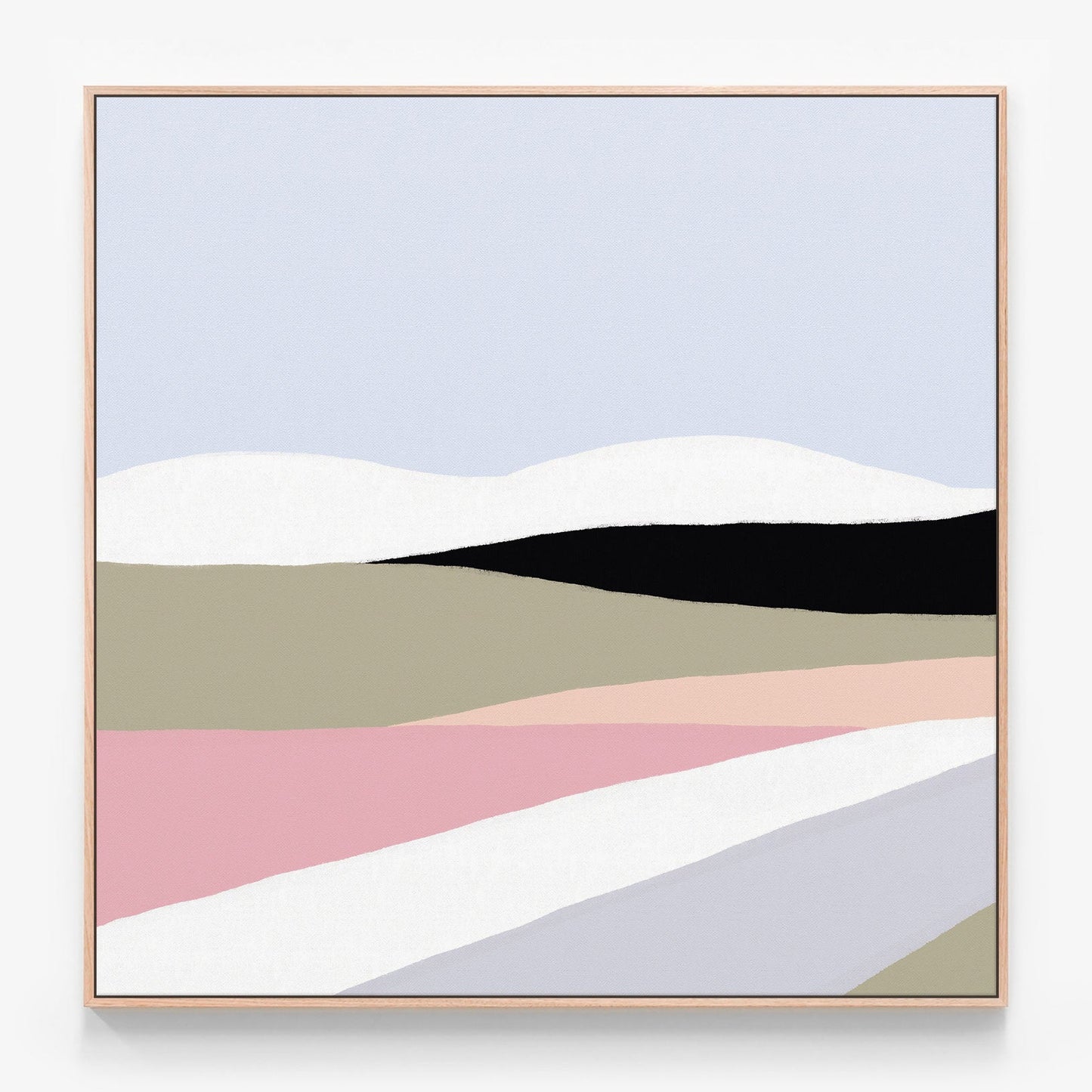 Mauve Landscape Canvas print in oak frame