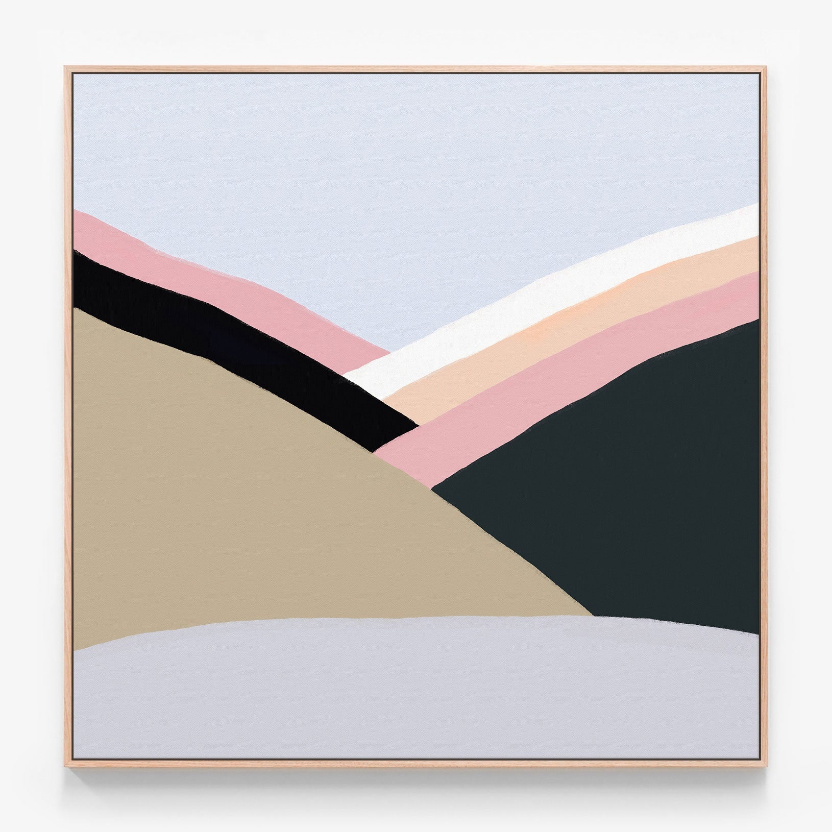 Mauve Valley Canvas print in oak frame