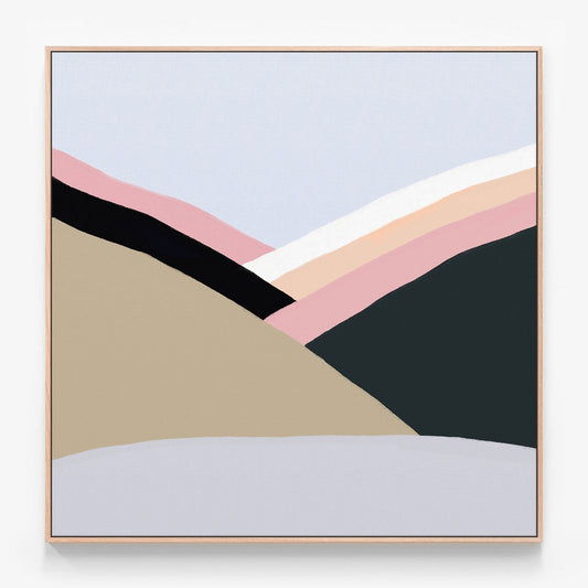 Mauve Valley Canvas print in oak frame