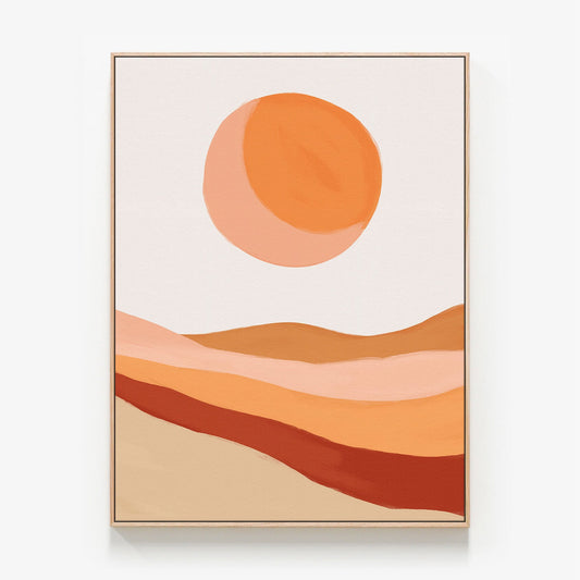 Midday Sun Canvas wall art with oak float frame