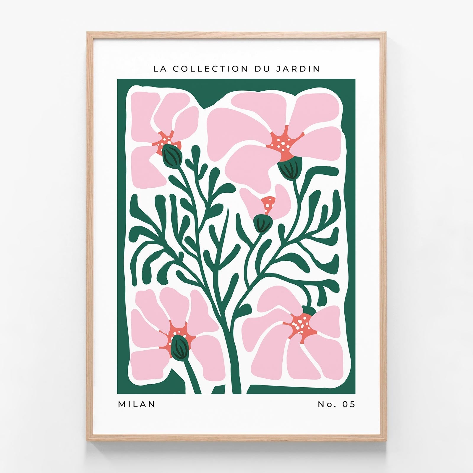 Milan Flower Market oak framed print