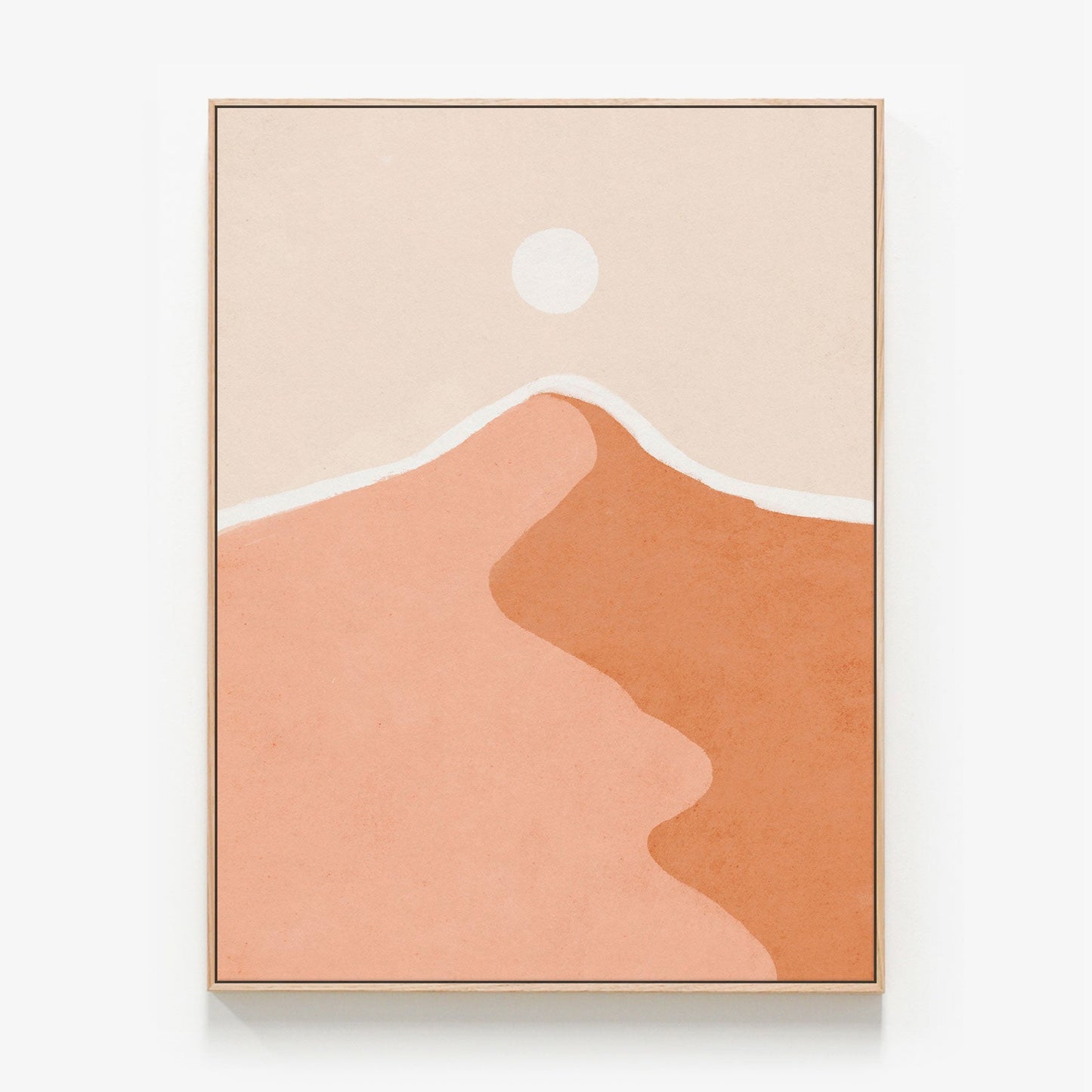 Moon Mountain Canvas wall art with oak float frame