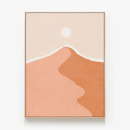 Moon Mountain Canvas wall art with oak float frame
