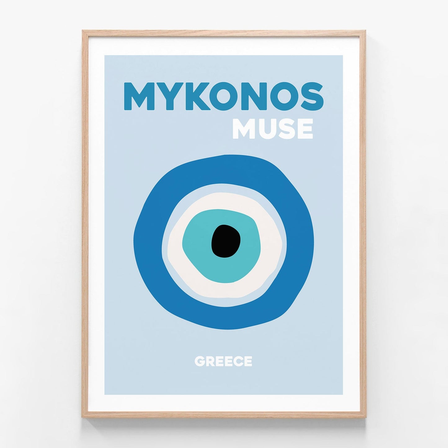 Mykonos Muse 1 oak framed art print