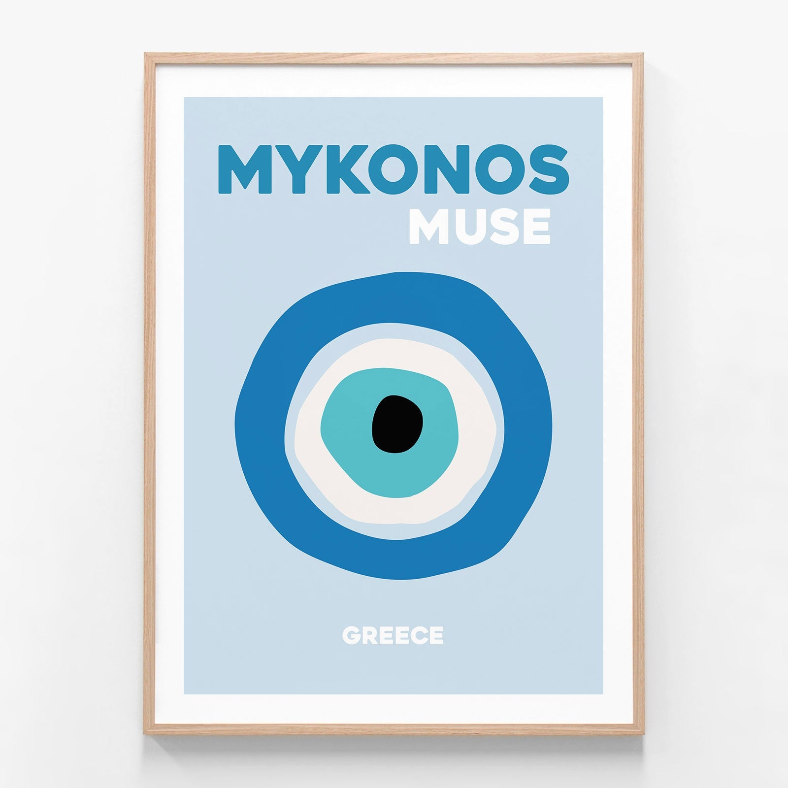 Mykonos Muse 1 oak framed art print