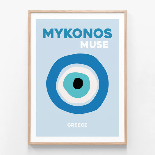 Mykonos Muse 1 oak framed art print