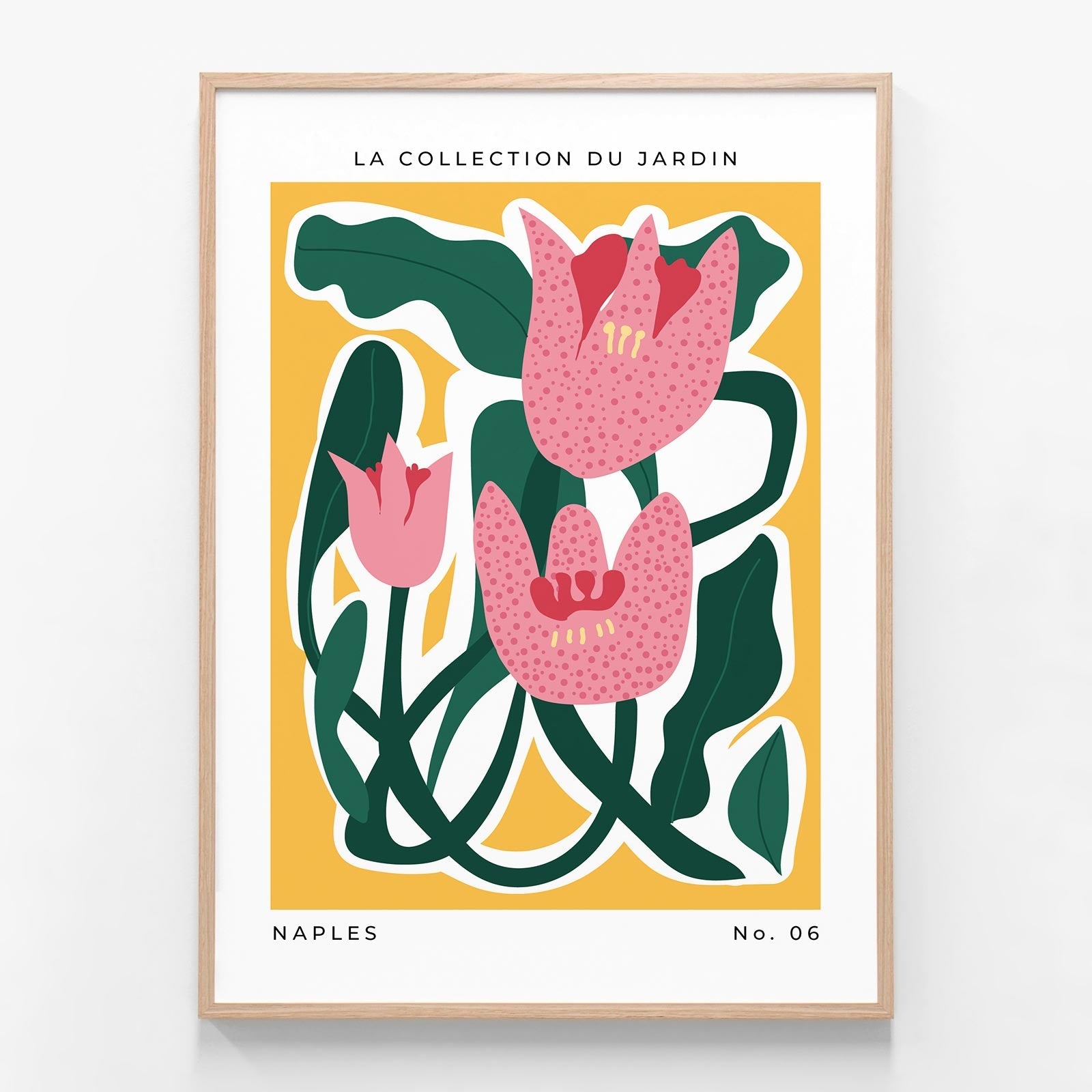 Naples Flower Market oak framed print