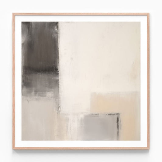 Neutral Abstract oak framed print