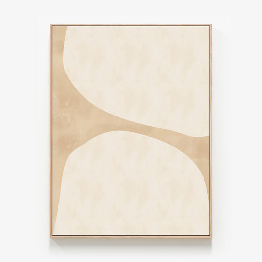 Neutral Stones a minimalist abstract style Canvas wall art print in an oak frame