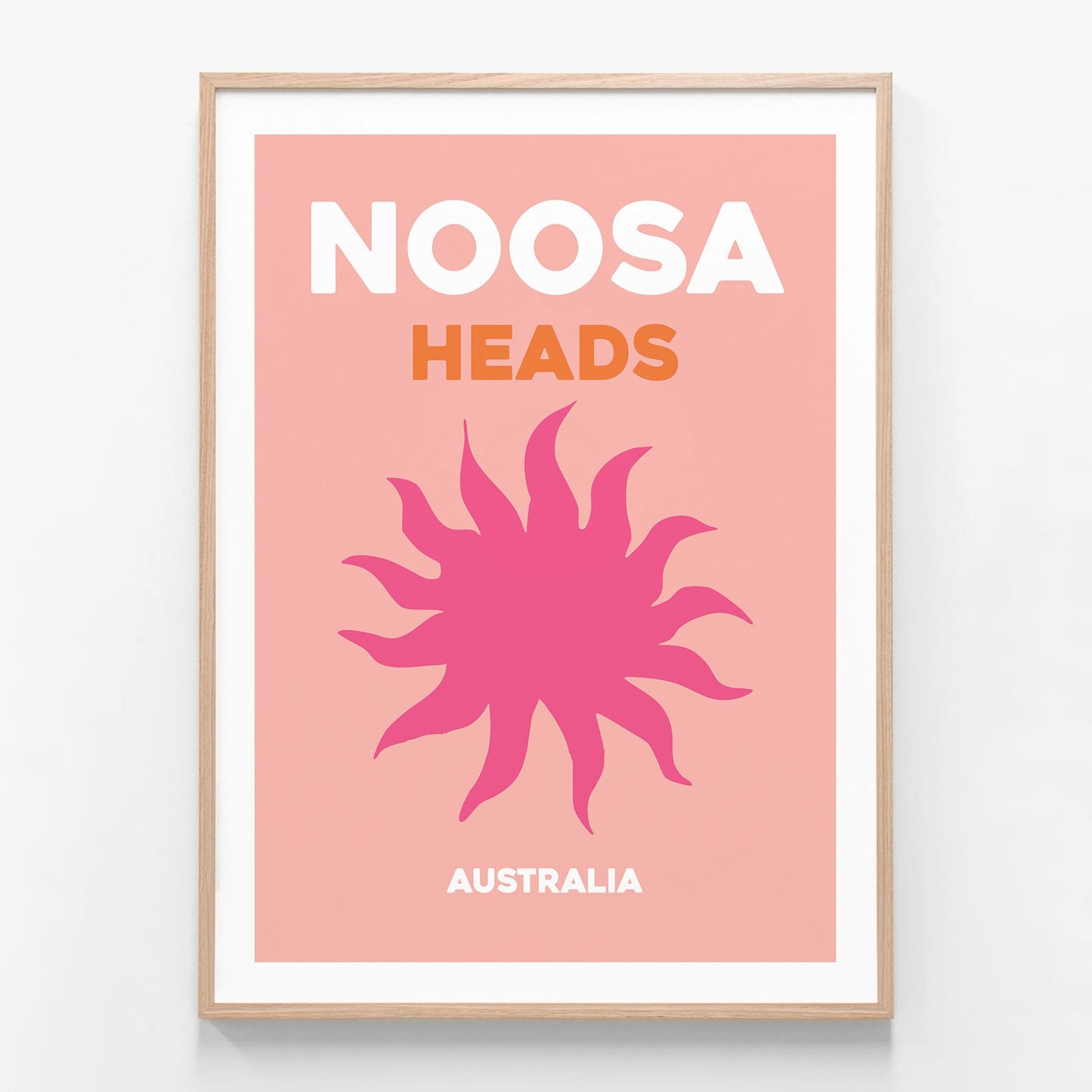 Noosa Heads oak framed art print