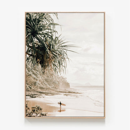 Noosa Life Canvas wall art with oak float frame. Australian coastal framed art print.