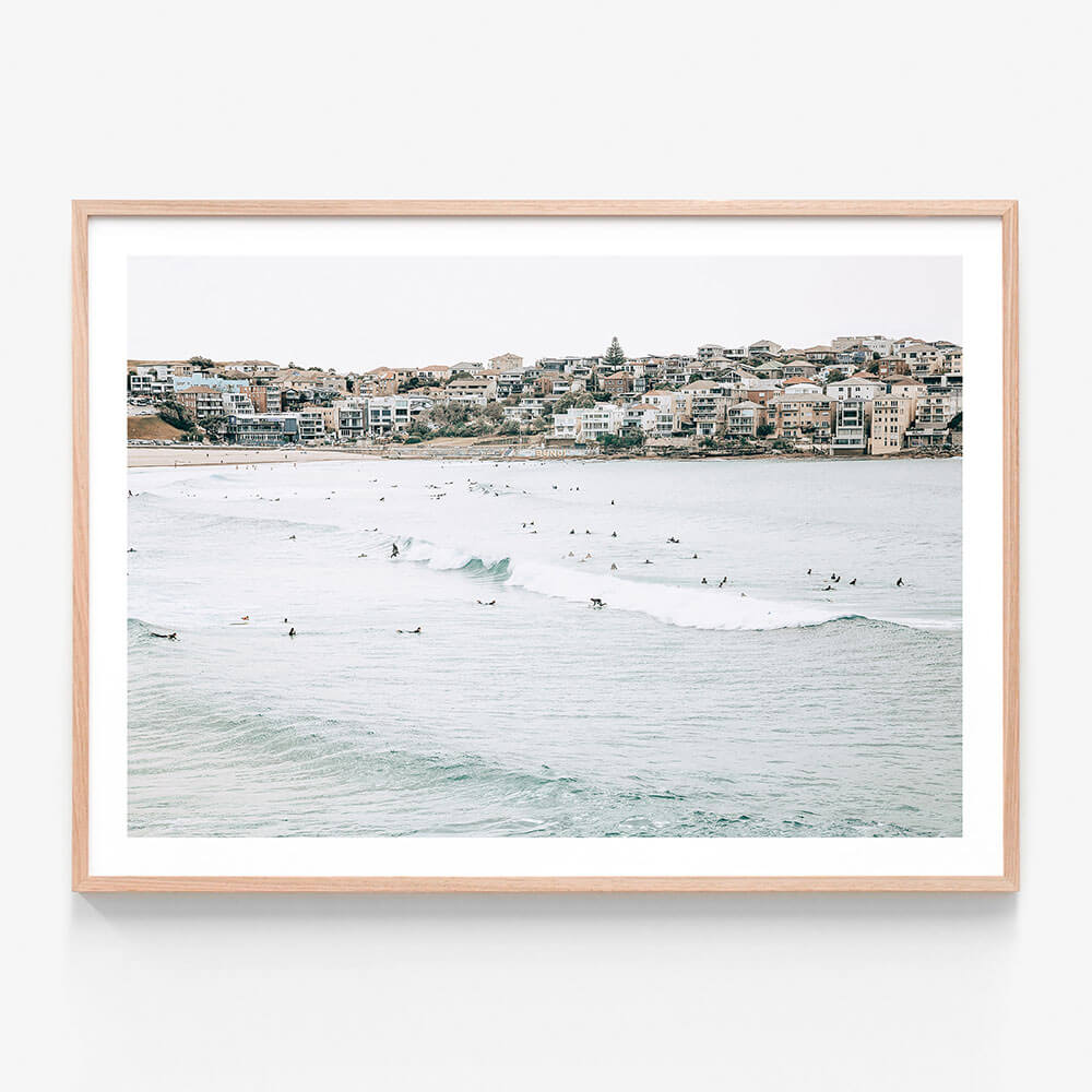 North Bondi wall art print in oak frame