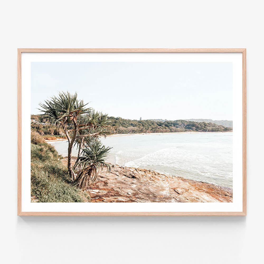 North Stradbroke wall art print in oak frame