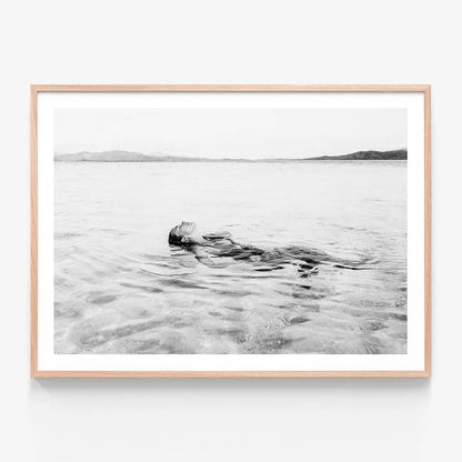 Ocean Moment wall art print in oak frame