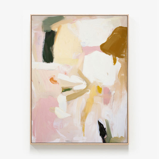 Ochre Drift Abstract Wall art print framed on canvas 