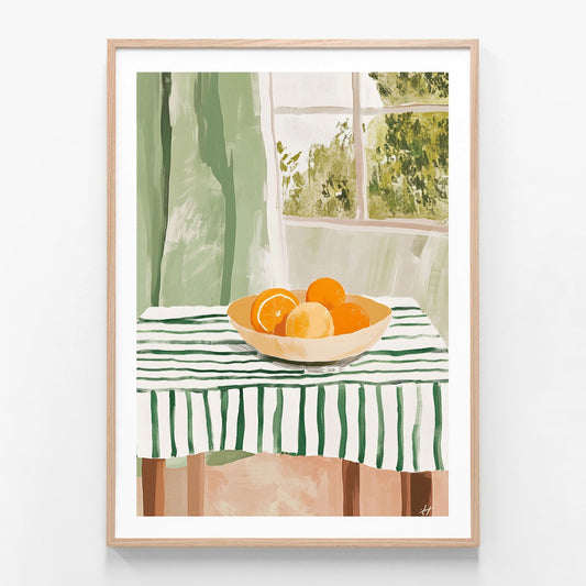 Orange Light oak framed print