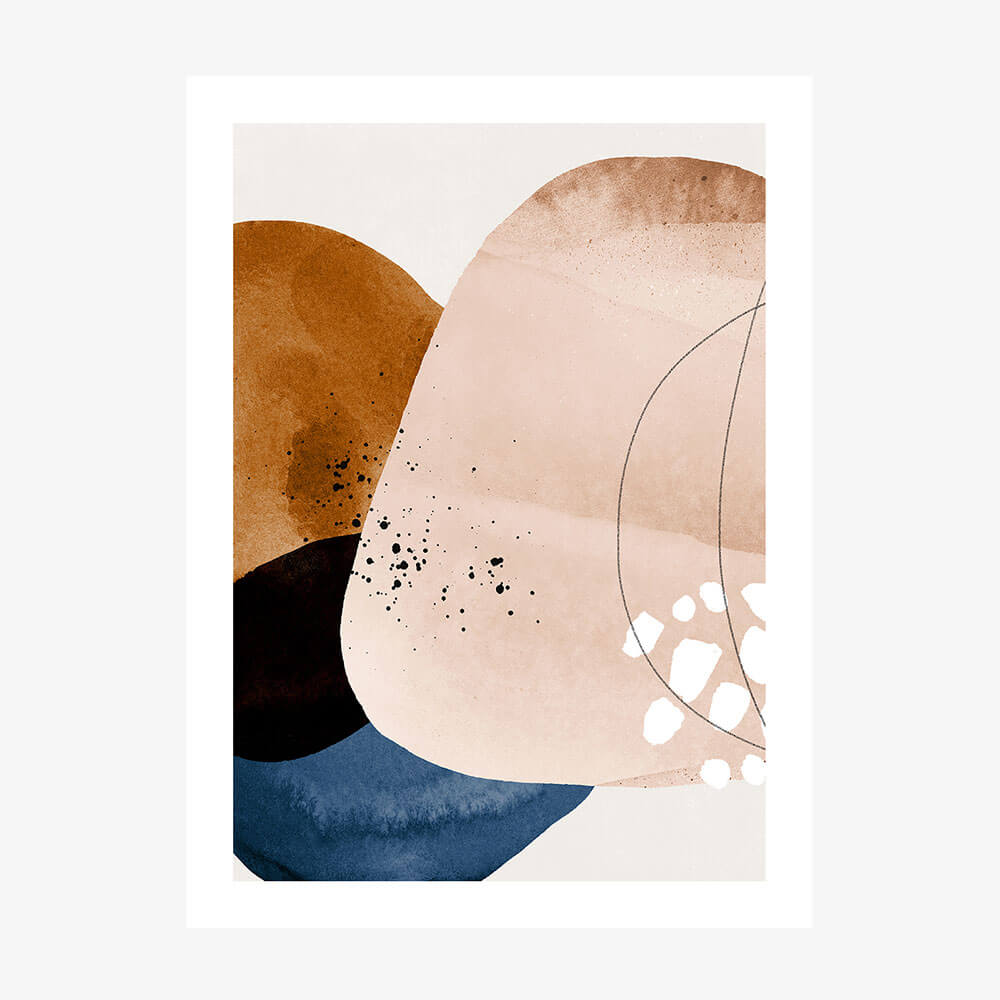 This image features an abstract art piece titled "Oslo 2." The artwork is characterized by a serene and minimalist aesthetic, with a predominantly soft beige and brown color palette.