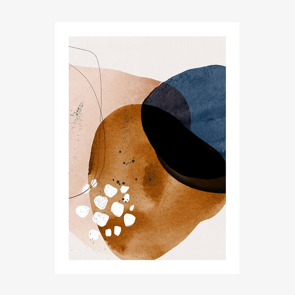This image features an abstract art piece titled "Oslo 1". The art print is characterized by a serene and minimalist aesthetic, with a predominantly earthy color palette.