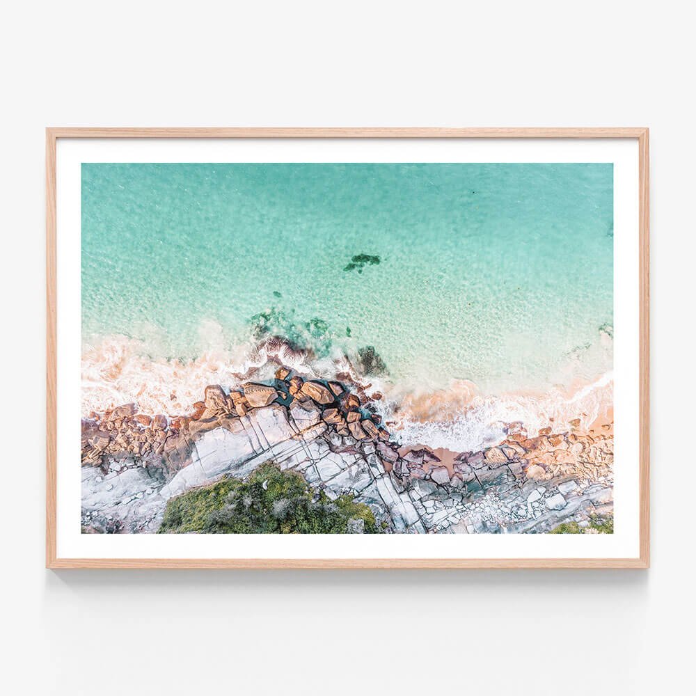 Palm Beach wall art print in oak frame