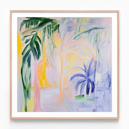 Palm MIrage oak framed print