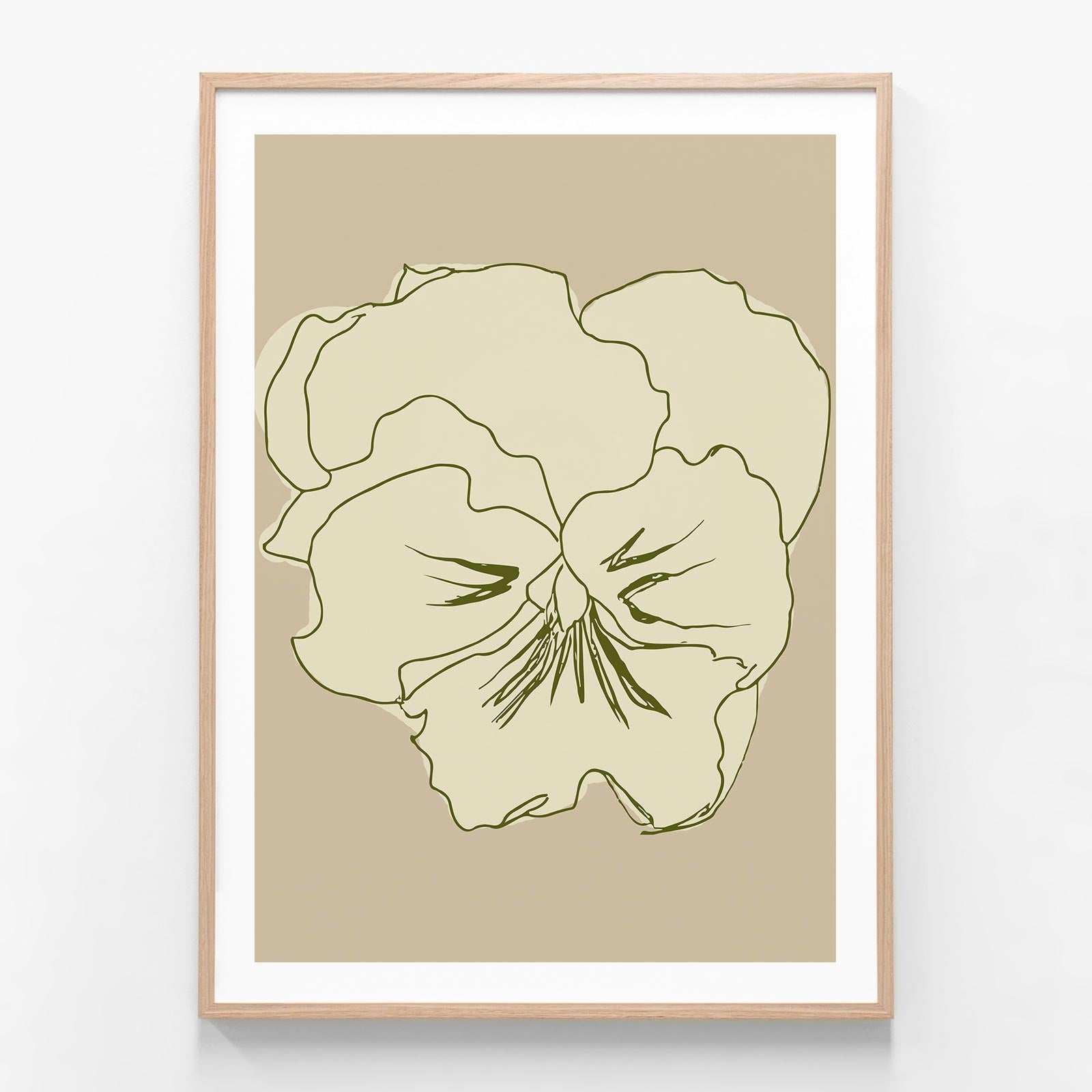 Pansy Lines oak framed print