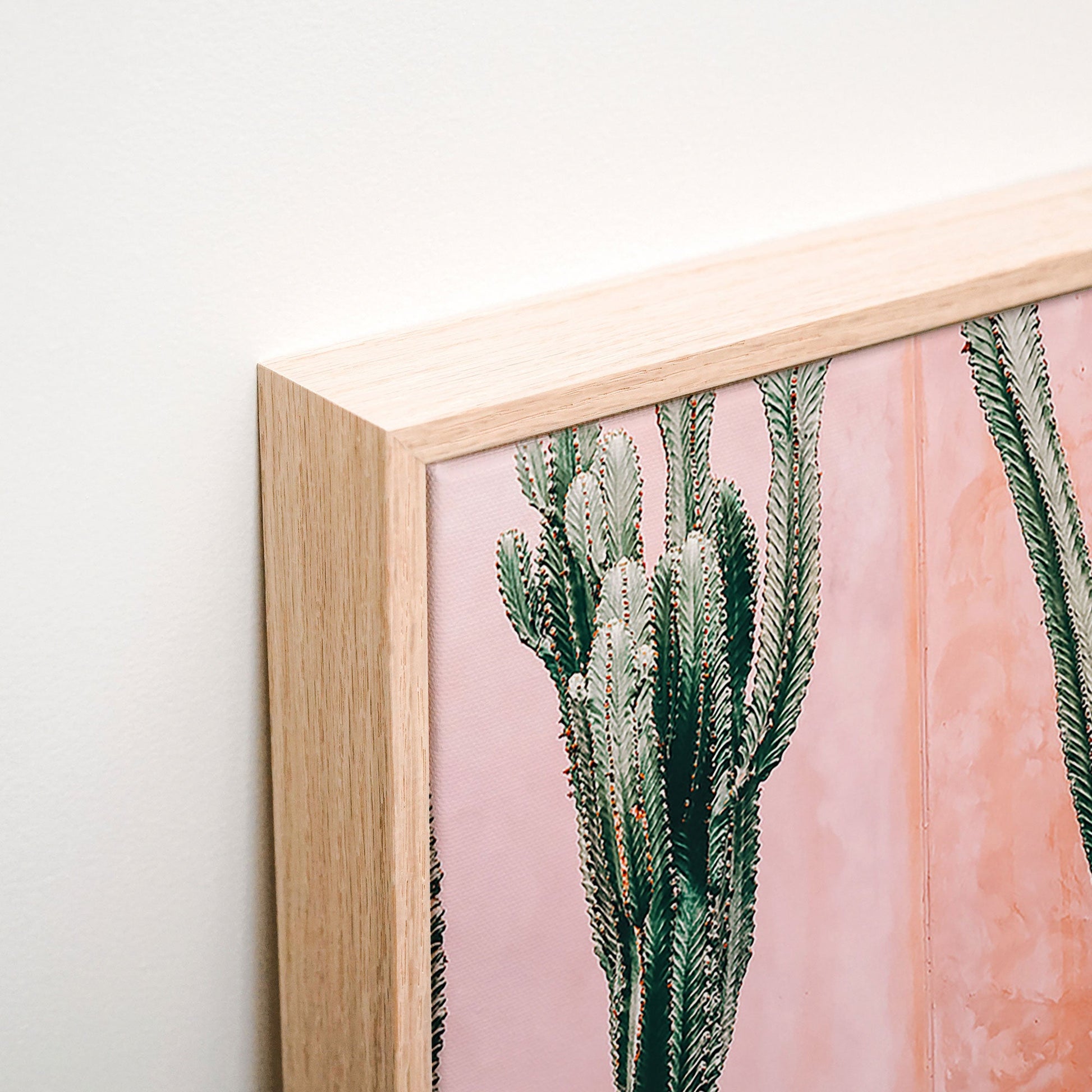 Pastel Cacti Canvas wall art corner detail