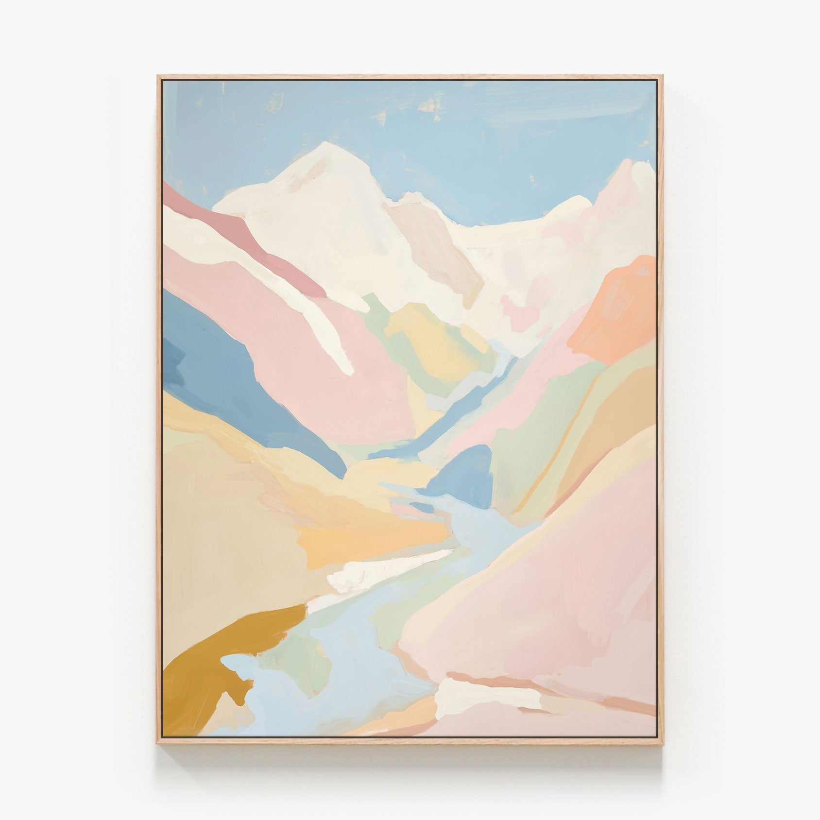 Pastel Canyon Canvas oak framed canvas print