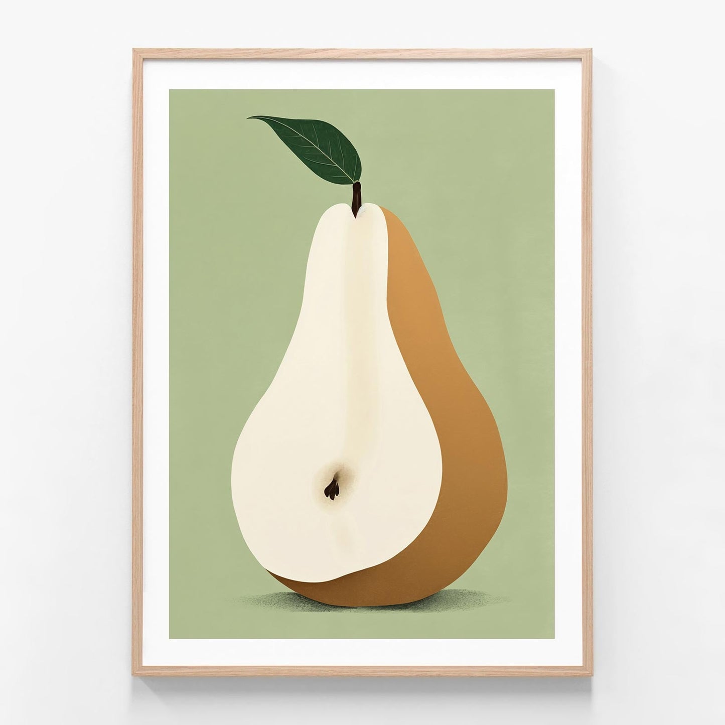 Pear oak framed print