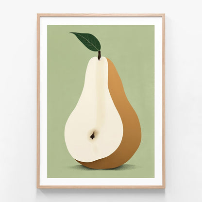 Pear oak framed print