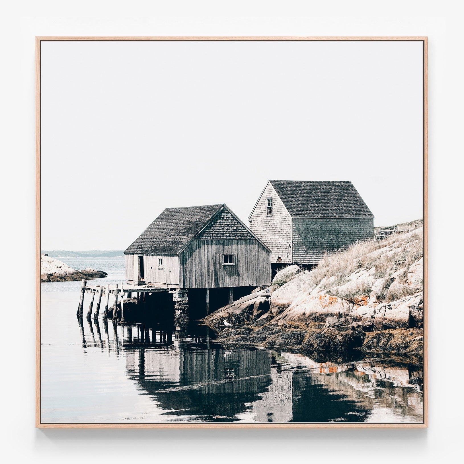 Peggy’s Cove Canvas wall art with oak float frame