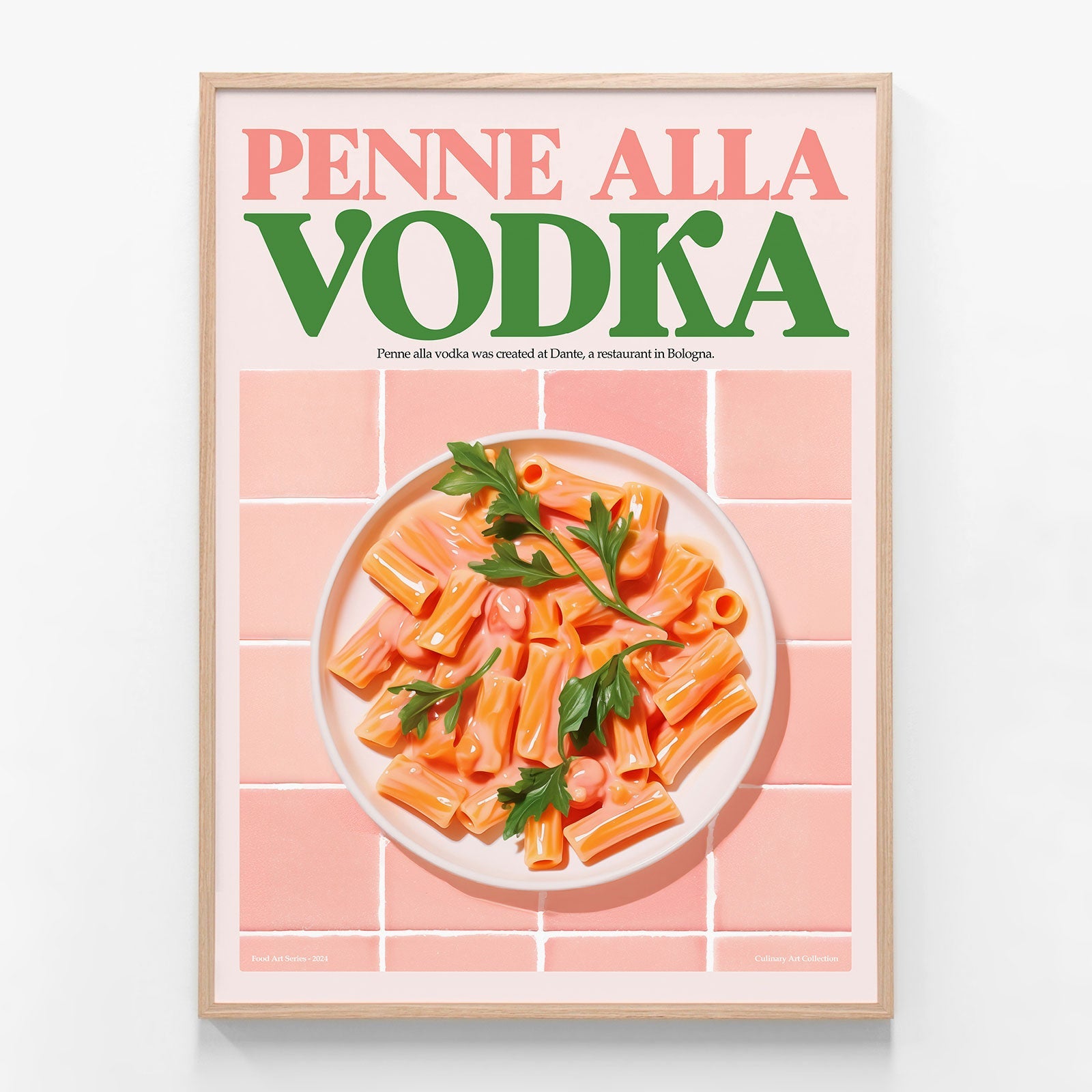 Penne Alla Vodka oak framed print