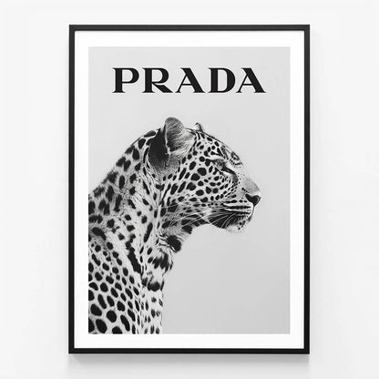 Prada Leopard wall art print in black frame