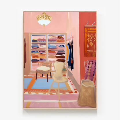 Preppy Store Canvas oak framed canvas print