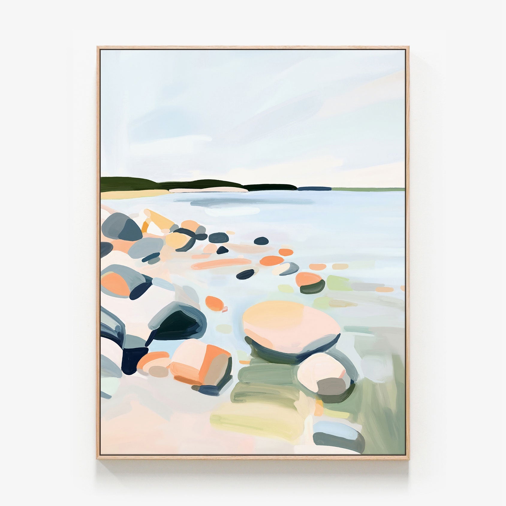 Quite Water Canvas oak framed canvas print