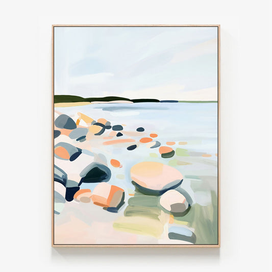 Quite Water Canvas oak framed canvas print