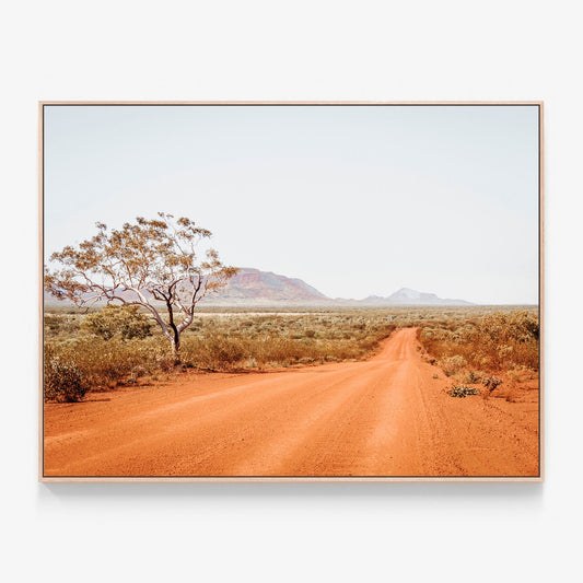 Red Centre Canvas wall art with oak float frame