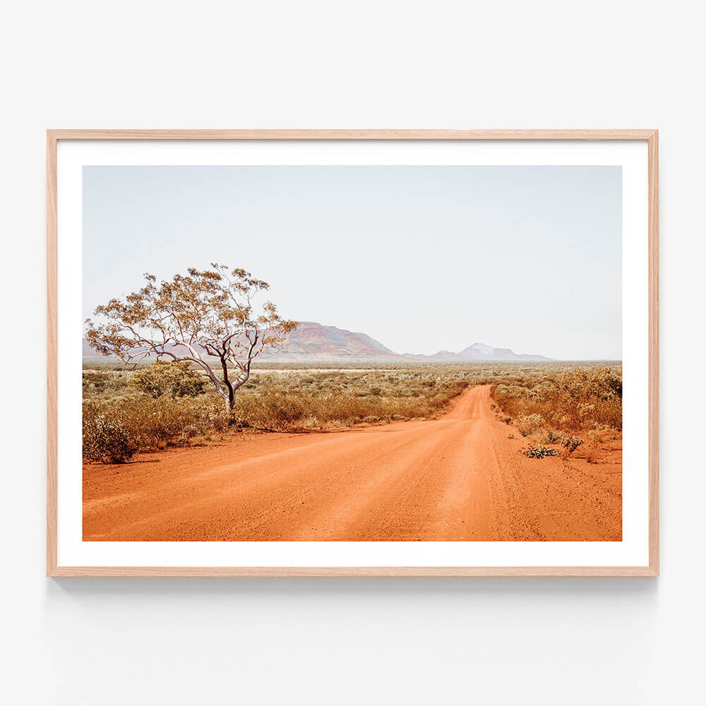 Red Centre wall art print in oak frame