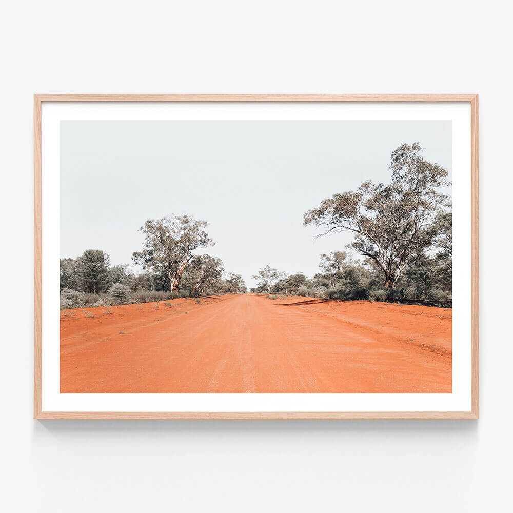 Red Road wall art print in oak frame