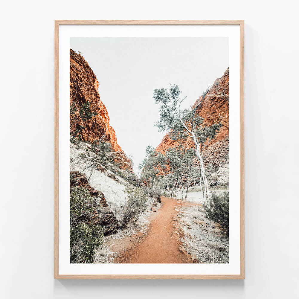 Red Rock Path wall art print in oak frame