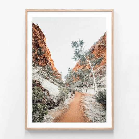 Red Rock Path wall art print in oak frame