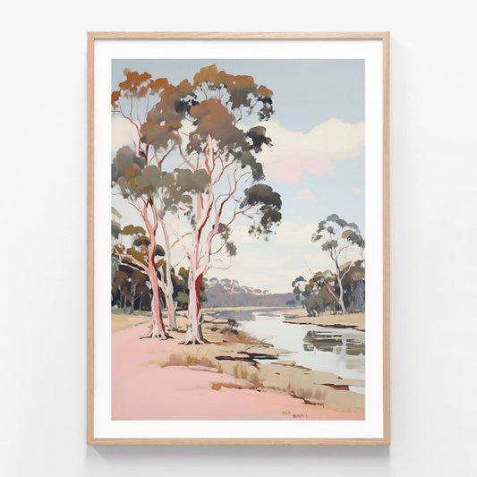 Riverbank Whispers oak framed print