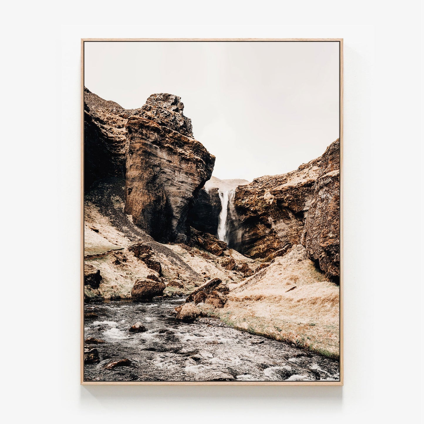 Rocky Gorge Canvas wall art with oak float frame