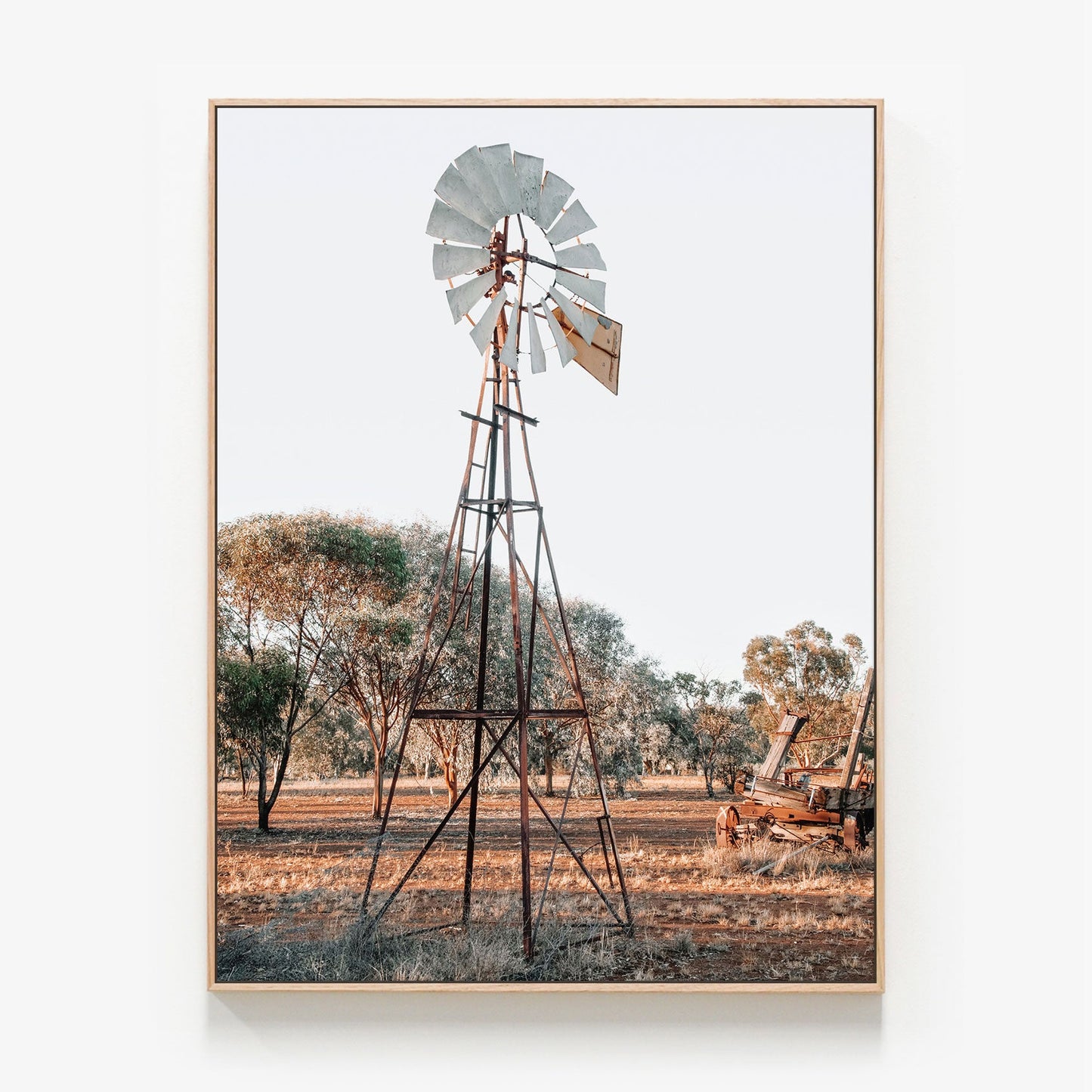 Rural Windmill Canvas wall art with oak float frame