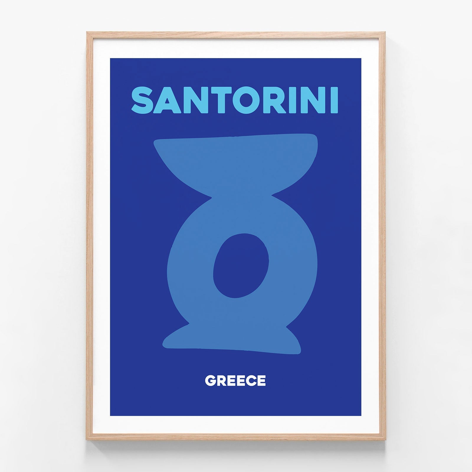 Santorini Greece oak framed art print