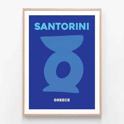 Santorini Greece oak framed art print