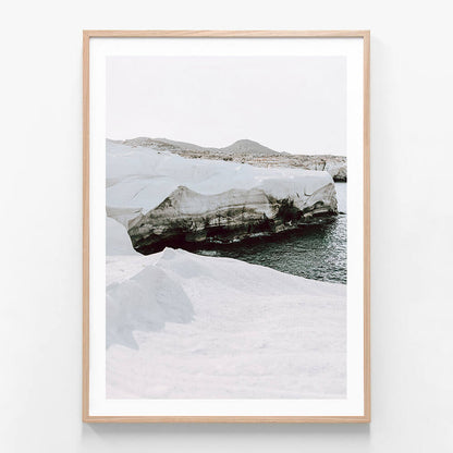 Sarakiniko Rocks wall art print in oak frame