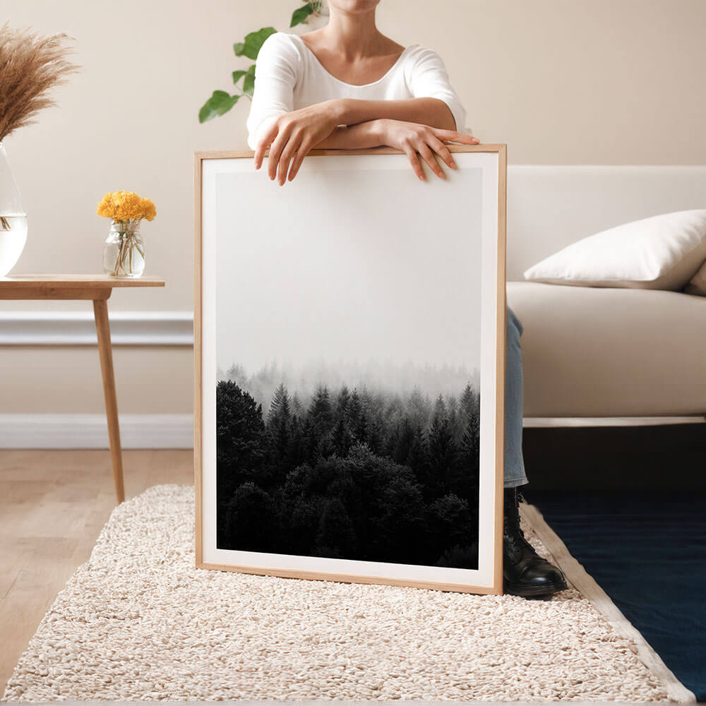 Scandinavian-Wall-Art-Black-And-White-Forest-Photography-Framed-Print.jpg