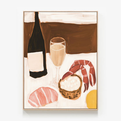 Seafood Delight Canvas oak framed canvas print