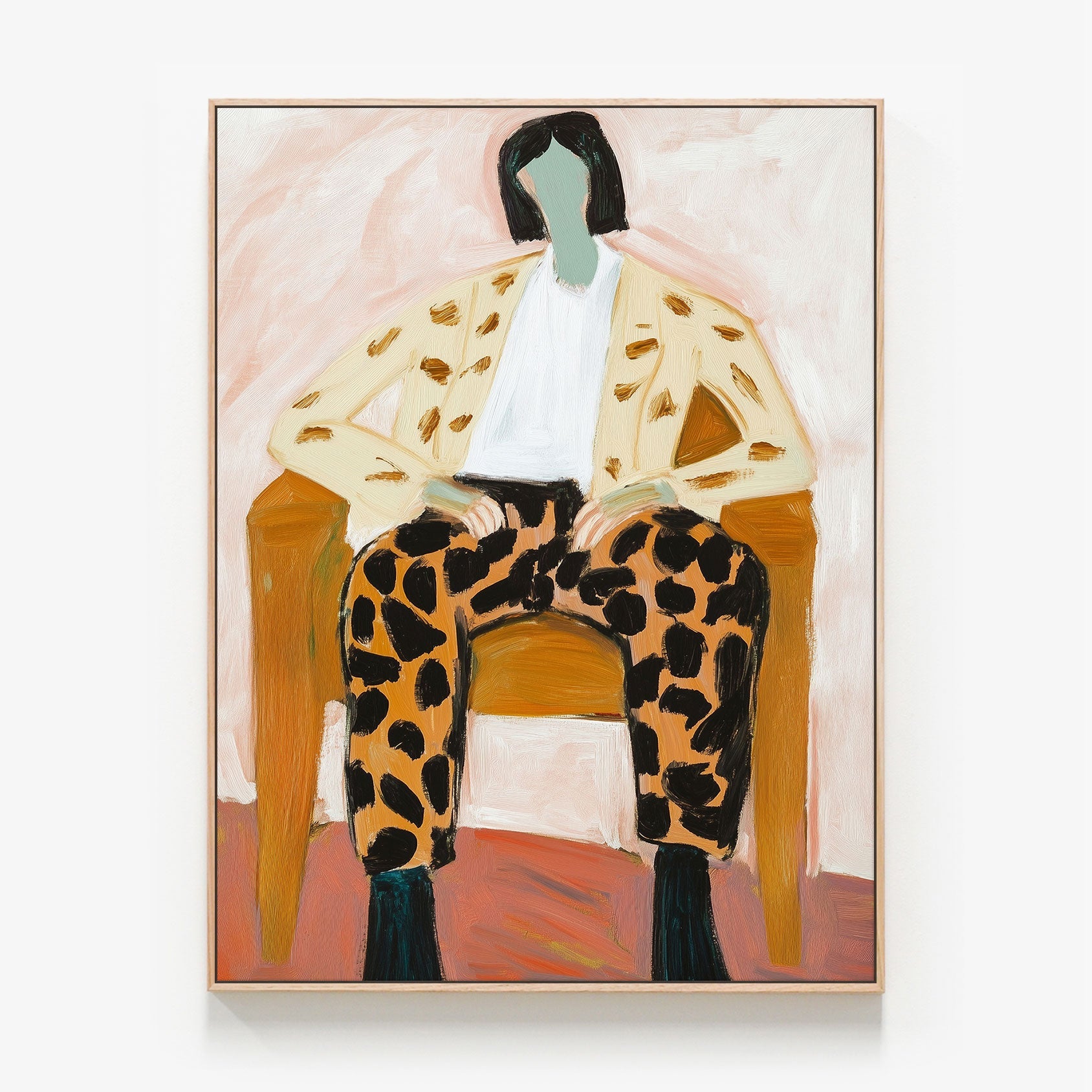 Seated in Style Canvas oak framed canvas print